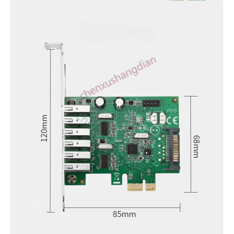 PCIE to usb2.0 확장 카드 후면 6 포트 USB 어댑터 SATA9 핀