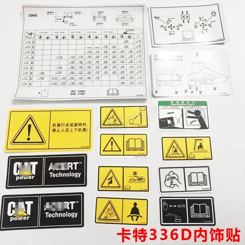 Caterpillar cat 320D 336D 인테리어 장식 라벨 유리 스티커 소형 굴삭기