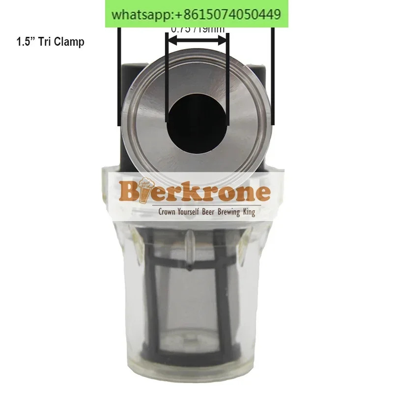 1.5TC50.5mm 척 홈브루 맥주퀵 커넥트 필터. 워트는 150미크론 100메시로 여과됩니다.