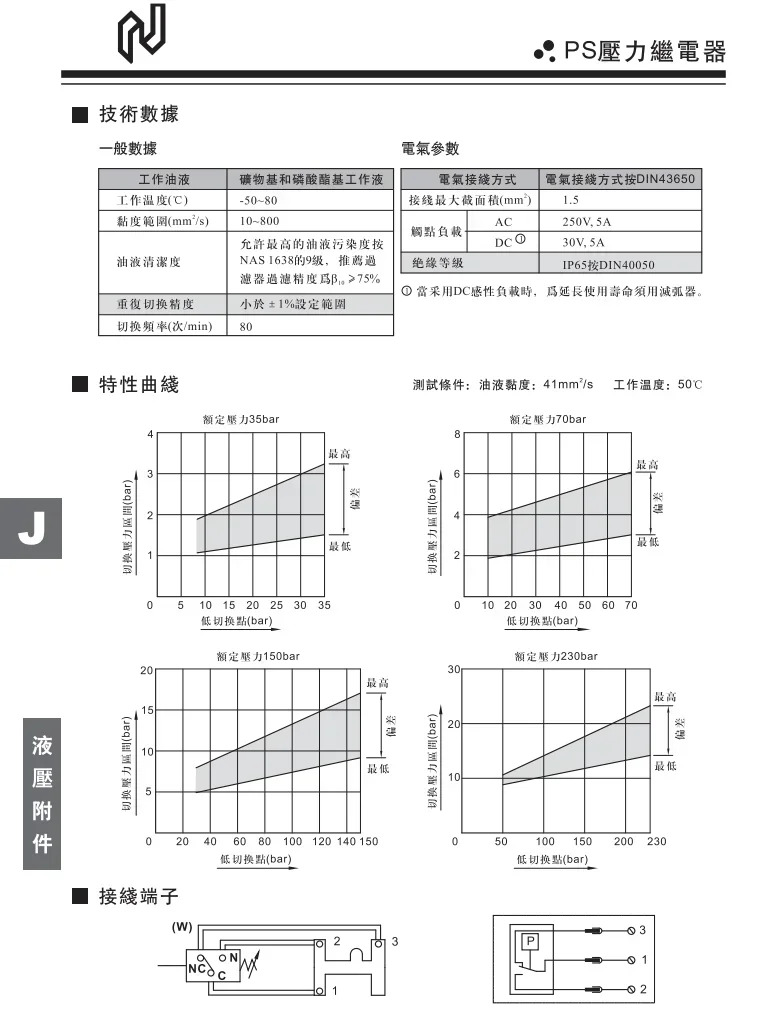 PS-70-1-20 35 150 230 420 압력 스위치