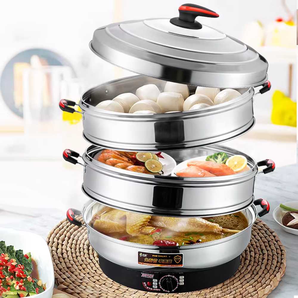 대용량 전기찜기 업소용 밥짓는 계란찜기 스팀 가열 40cm/타이머+보온+화력조절/7-12인용 - 상세 이미지 3
