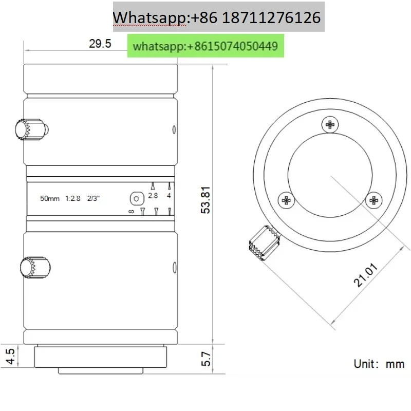MVL-MF5028M-8MP 8메가픽셀 고정 초점 50mm 2/3인치 산업FA 렌즈