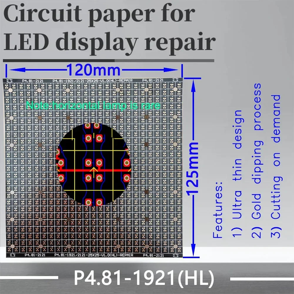 P4.81 LED 모듈 PCB 패드 수리 P4.81-2121 /2727 설치 PCB를 수리하기 120X120mm 용지
