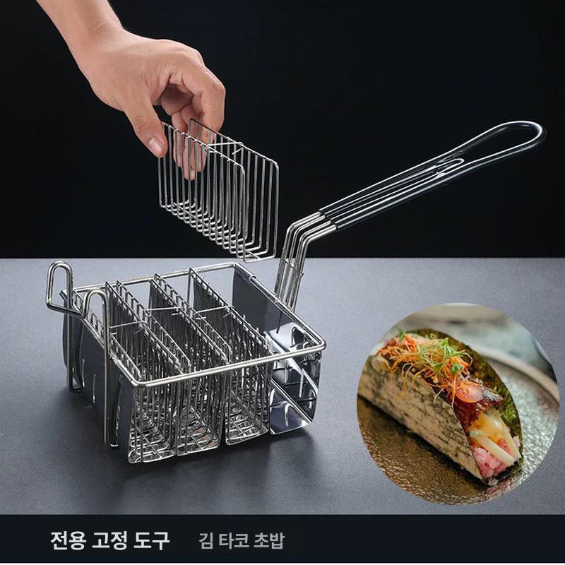 타코 거치대 V형 플레이트 멕시칸 부리또 플레이팅 접시 4칸 U자형 평바닥 튀김 바구니 - 상세 이미지 3
