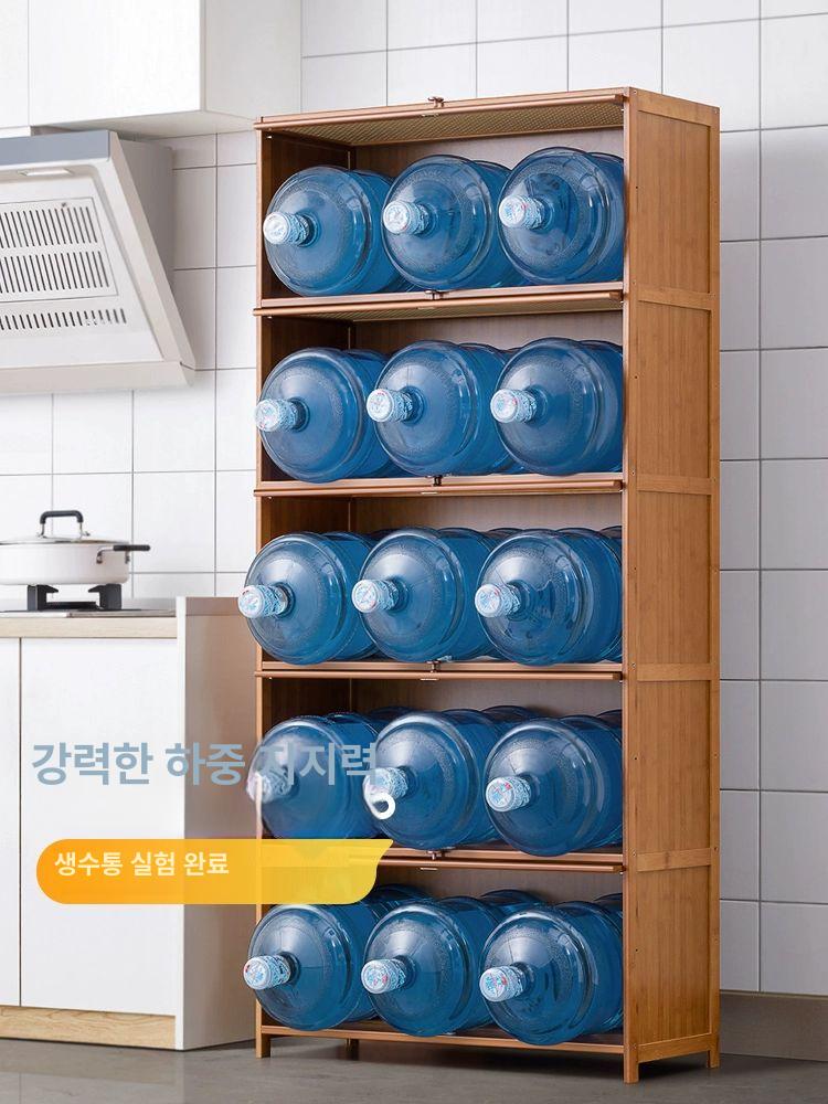 라탄 수납 높은 베란다 빈티지 수납장 거실 북유럽 소나무 선반 가구 체리 - 상세 이미지 5