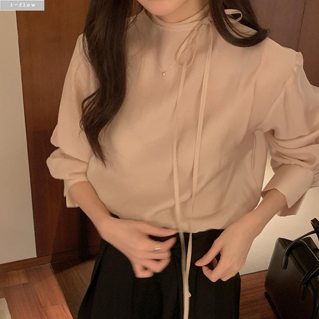 리젤 반목 스트랩 텐셀 블라우스 3col 봄 가을 쉬폰 실키 시스루 레이어드 제이플로우 - 상세 이미지 3