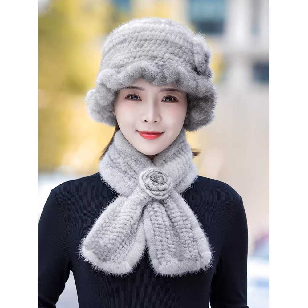 여성 밍크 모자 버킷햇 퍼 벙거지 중년 할머니 선물 블랙 - 상세 이미지 3