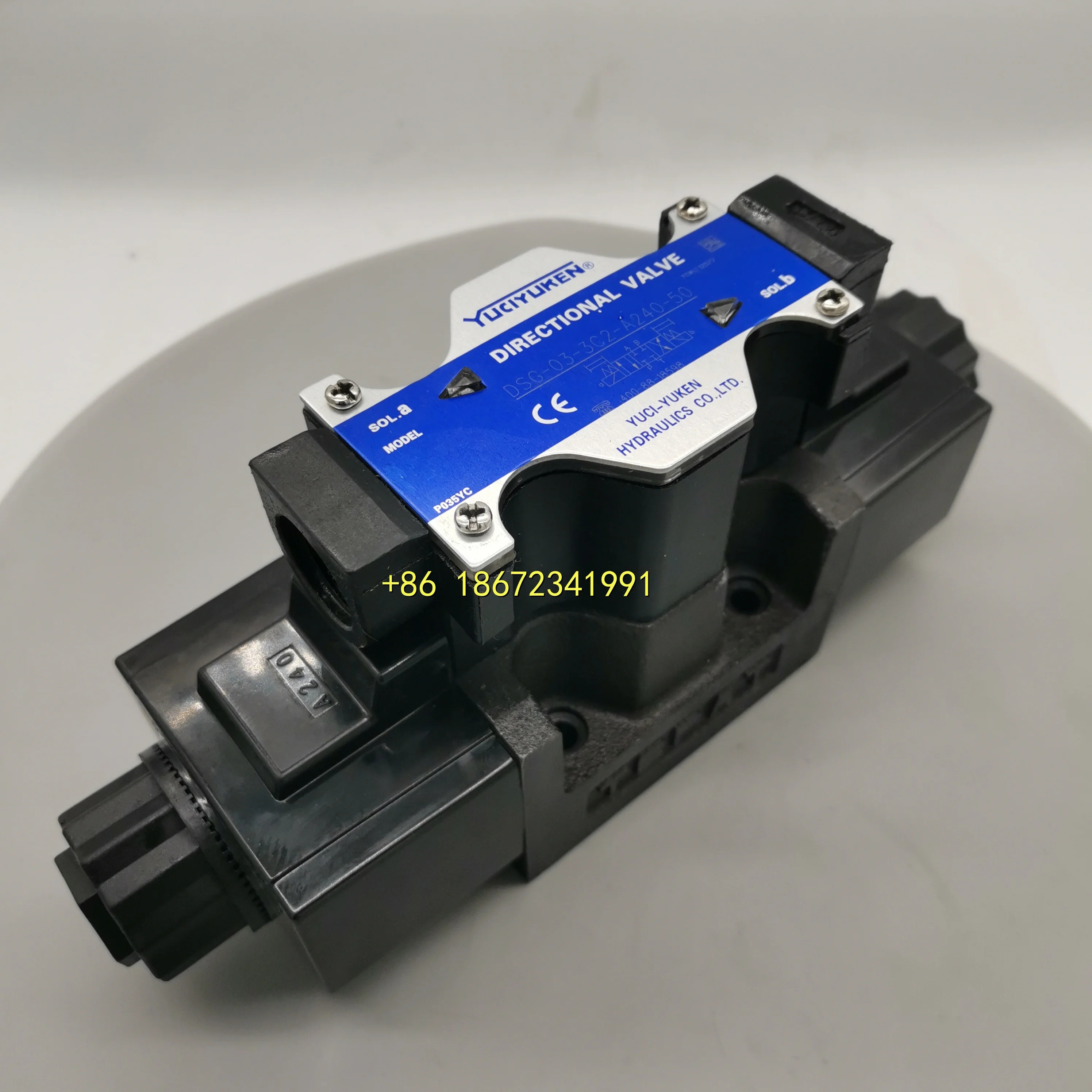 오리지널 YUKEN 유시 유압 DSG-03-3C2-D24-50 터미널 스타일 10mm 포트 솔레노이드 방향 제어 밸브
