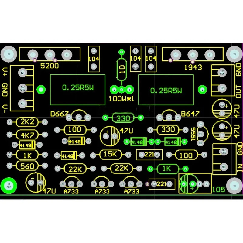 2SC5200 파워 보드 리퍼 2SA1943100W 완 후면 고출력 모노 2개