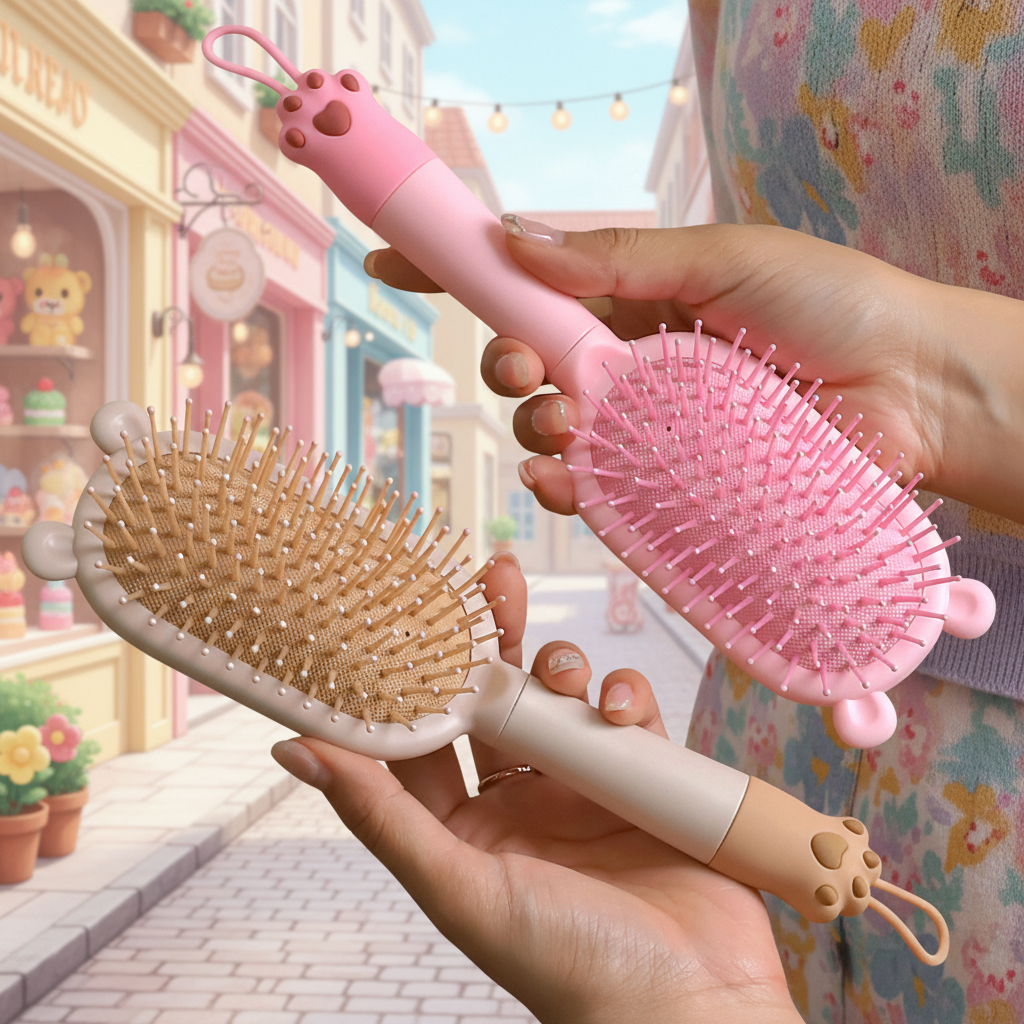 헤어브러쉬 쿠션 머리빗 두피마사지 볼륨 젖은 엉킨 파마 곱슬 브러시 - 상품 이미지