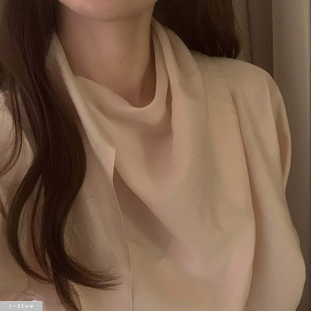 페럴 스카프넥 드레이프 오간자 블라우스 3col 봄 가을 시스루 루즈핏 하객 제이플로우 이미지 8