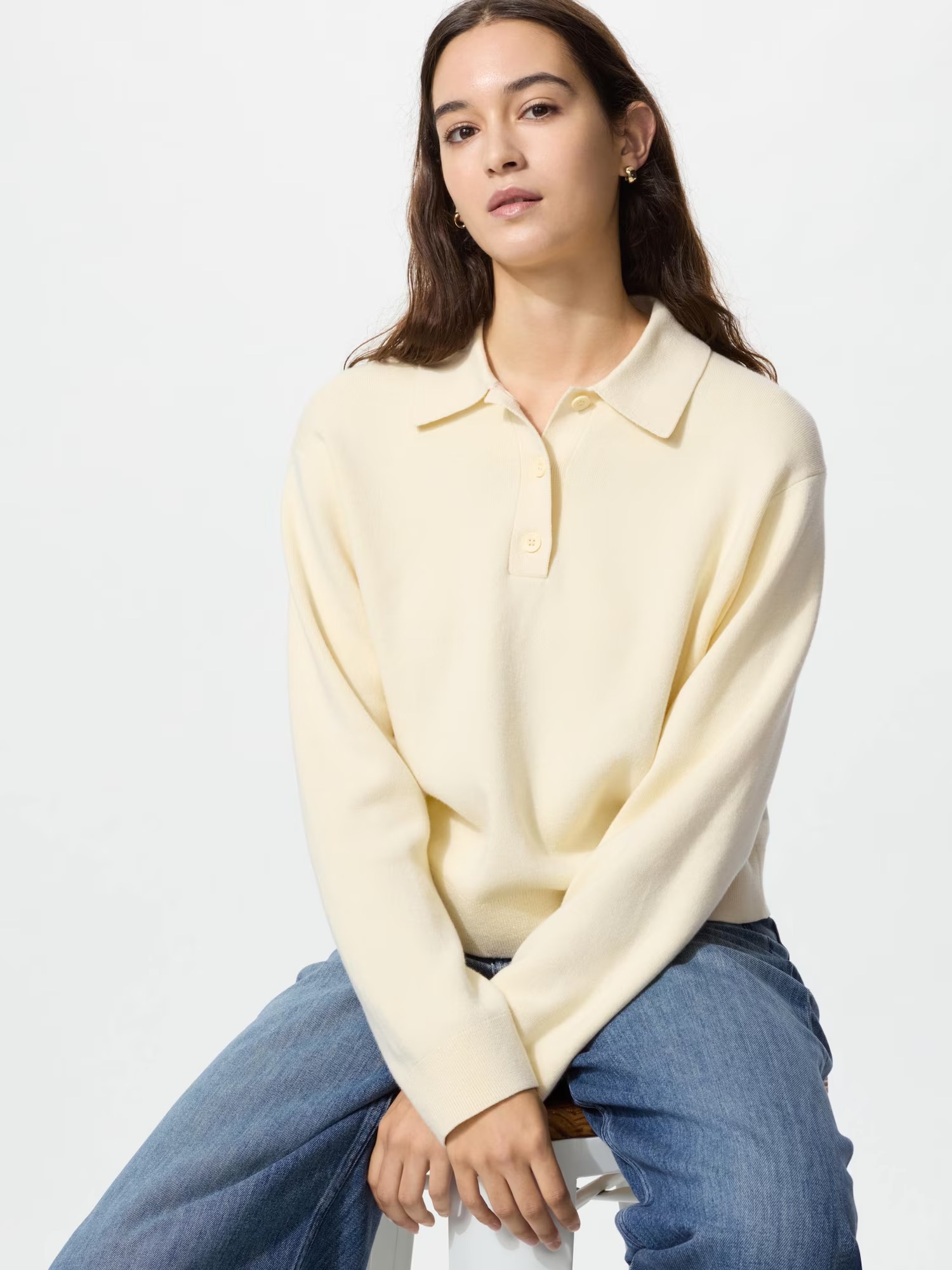 유니클로 스무드 코튼 폴로 스웨터 [26SS] 여성 부드러운 카라티 3컬러 - 상세 이미지 3