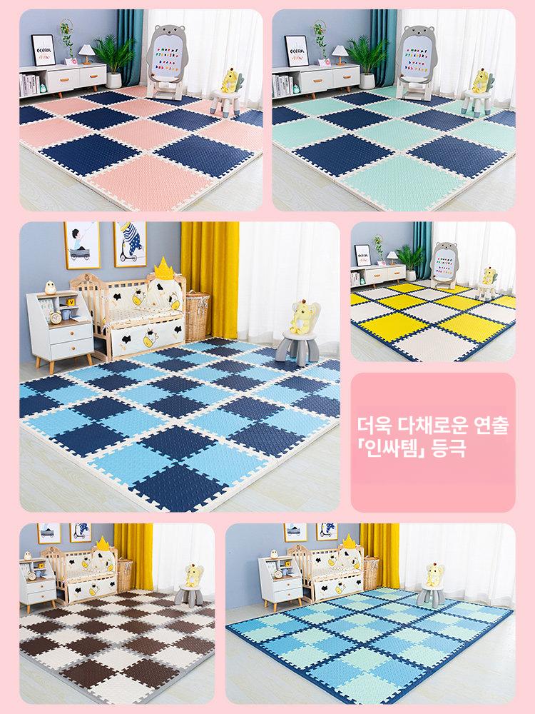 강아지 바닥매트 관절 애견 화이트 미끄럼방지 고양이 롤리핑크+블루그레이+화이트 줄무늬 신형 줄무늬 30 x 30x1.2cm 24장 - 상세 이미지 2