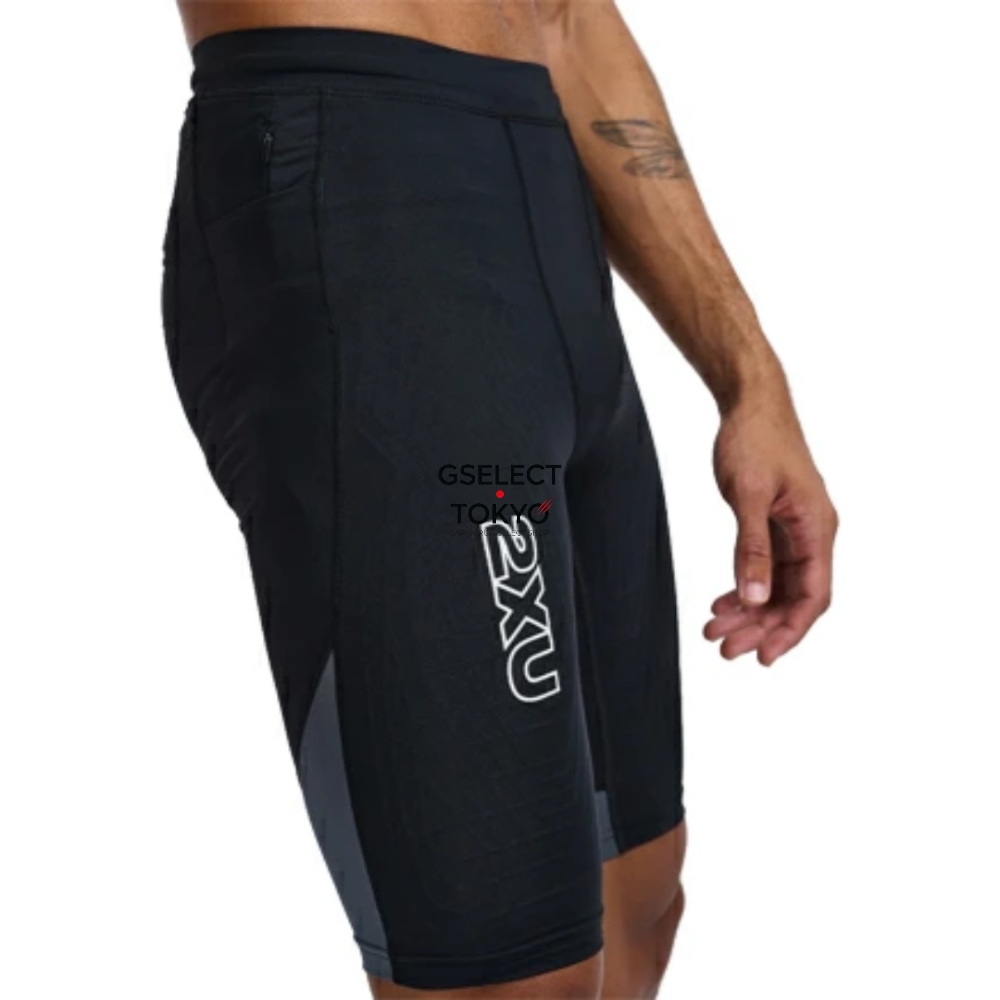 2XU 투타임즈유 러닝 하프 타이즈 남성 라이트 스피드 리액트 컴프레션 블랙 MA7050B - 상품 이미지
