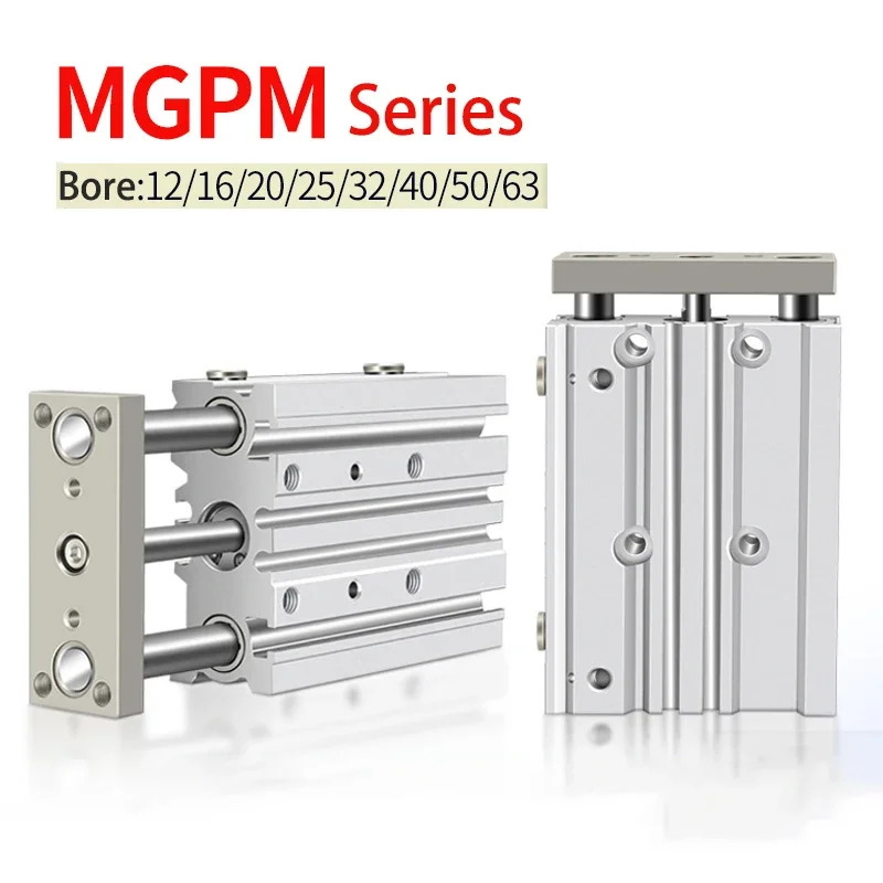 MGPM SMC 사이즈 컴팩트 가이드 실린더 BORE 12 16 20 25 32 40 50 63 스트로크20 30 75 100 125 150 200 250 300