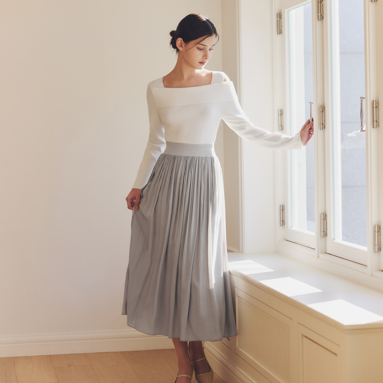 [제로스트릿][2컬러] 크링클 밴딩 스커트 CRINKLE BANDING SKIRT 이미지 2