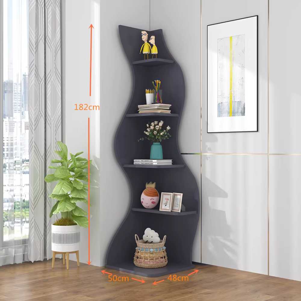 원목 코너 수납장 스탠딩 정리대 공간 서재 구석 틈새 50x48x182cm 해초 따뜻한 흰색 이미지 8