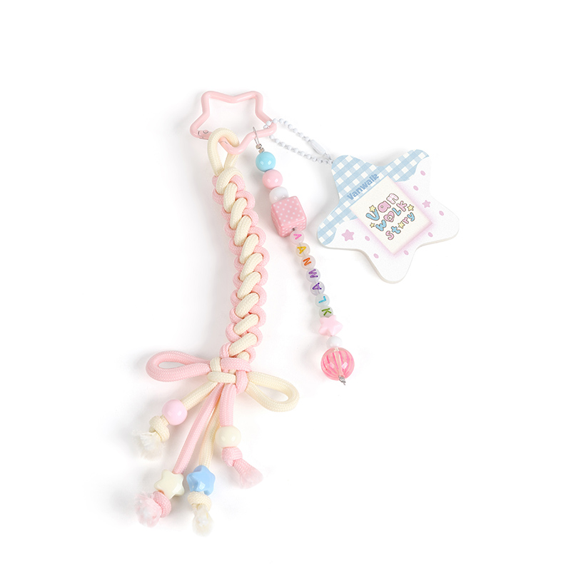 반워크 꽈배기 스타 비즈 키링 여성 가방 디자이너 귀여운 인형 꾸미기 - 상세 이미지 5
