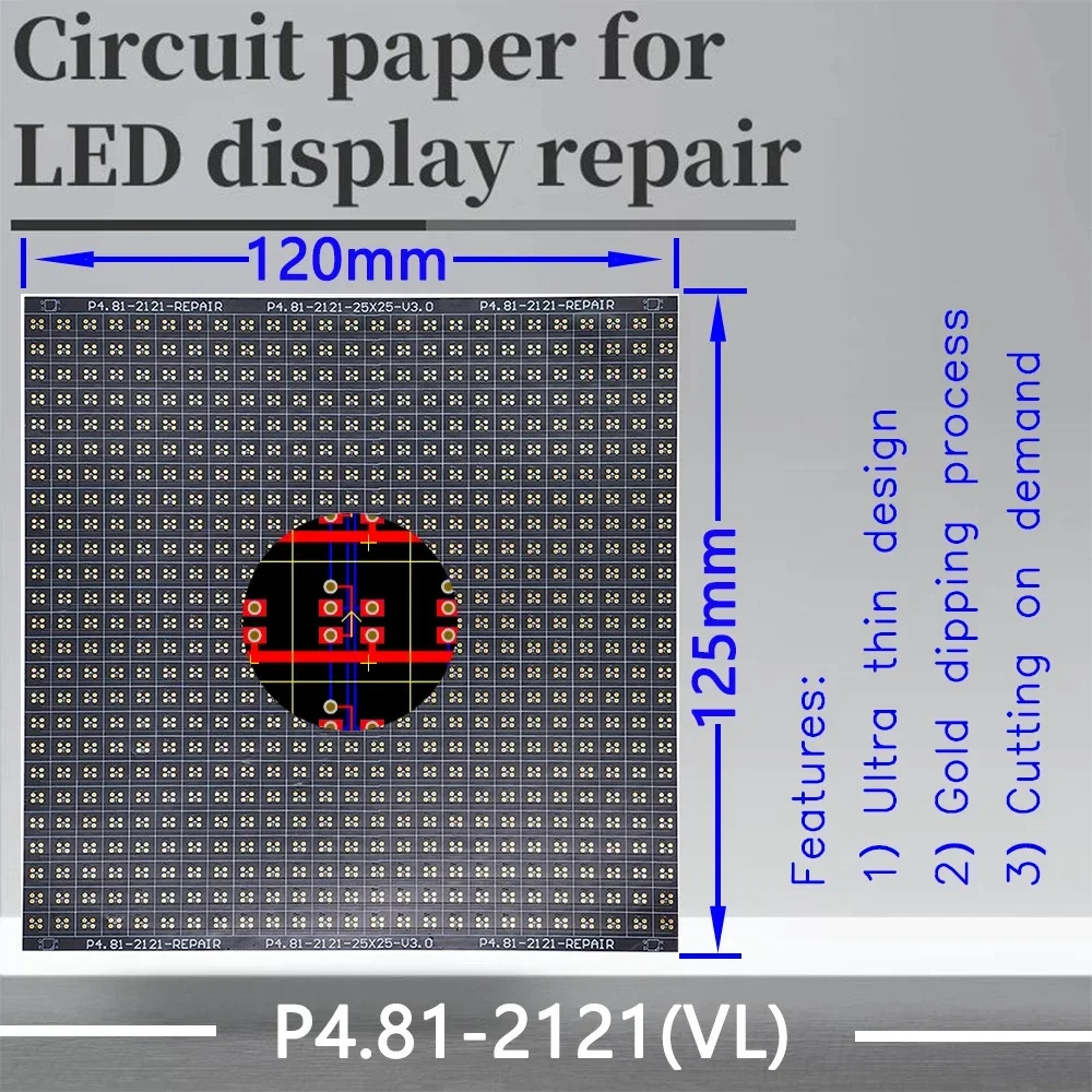 P4.81 LED 모듈 PCB 패드 수리 P4.81-2121 /2727 설치 PCB를 수리하기 120X120mm 용지
