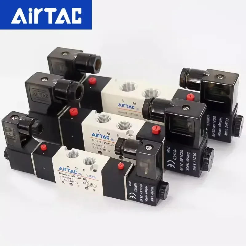 AirTAC 투 포지션 파이브 웨이 리버싱 밸브 12V 24V 110V 220V 4V120-06 4V220-08 4V320-10 4V420-15 솔레노이드 에어