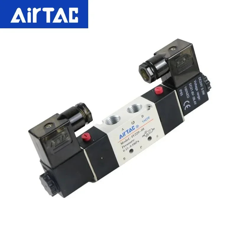AirTAC 투 포지션 파이브 웨이 리버싱 밸브 12V 24V 110V 220V 4V120-06 4V220-08 4V320-10 4V420-15 솔레노이드 에어