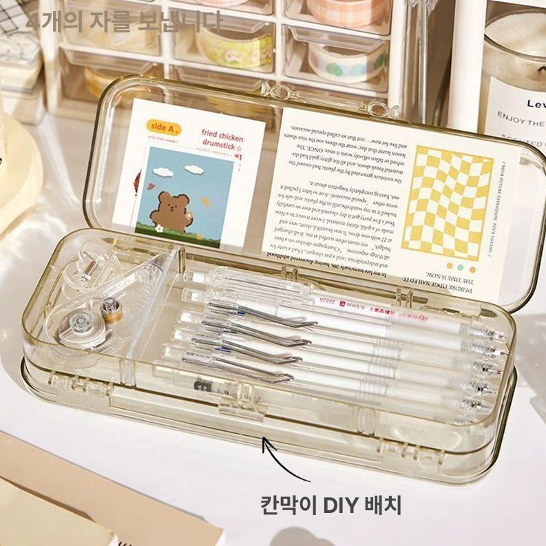 아크릴 심플 투명 보관함 대용량 PVC 대형 디스플레이 두꺼운 펜 DIY스티커포함 - 상세 이미지 2