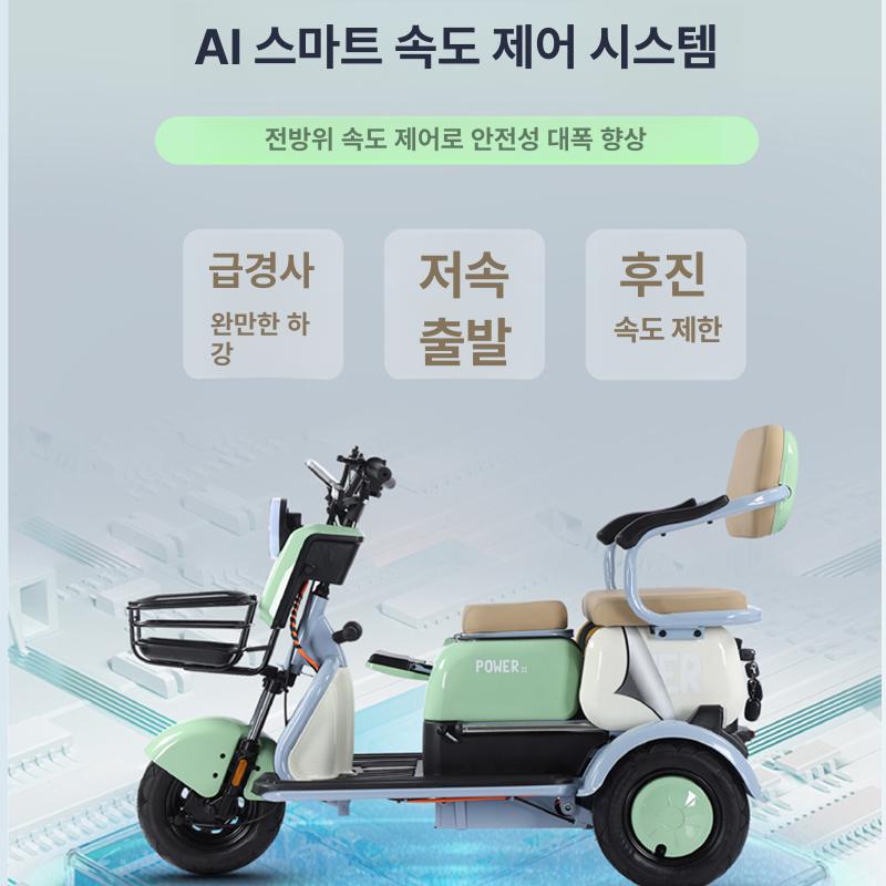 전동 세발 다인승 삼륜 어르신용 캐노피 운반 마실용 고급형 600W 48V 20A 40km - 상세 이미지 2