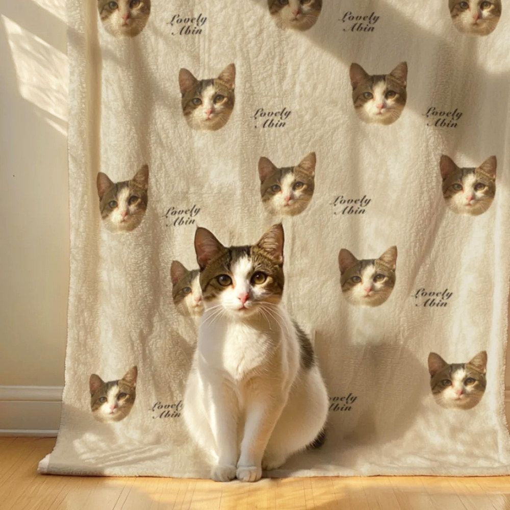맞춤형 반려동물 담요 제작 강아지 고양이 사진 커스텀 굿즈 무릎 무릎담요 - 상품 이미지