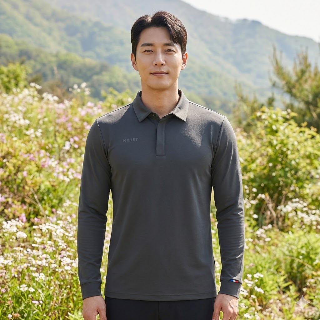MILLET 밀레 남성 봄 간절기 고프코어룩 일상 캐쥬얼 스판 항균 등산 카라티셔츠 - 상품 이미지