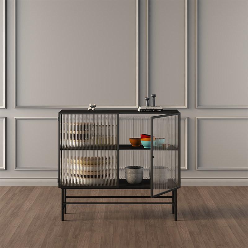 깊은주방수납장 유리그릇장 1000 모루유리 커피머신다이 블랙 더블 도어 120 x 34x90 더블 도어 - 상세 이미지 5
