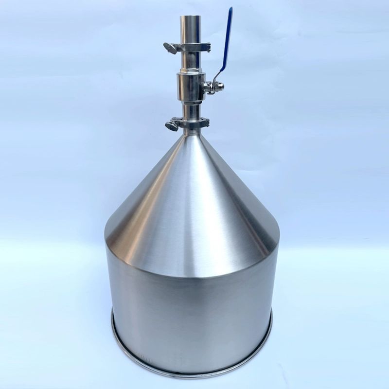 대형 깔대기 산업용 호퍼 분말 소분기 20L 액체 2L 깔때기+원형봉 랙 볼밸브없음 - 상품 이미지