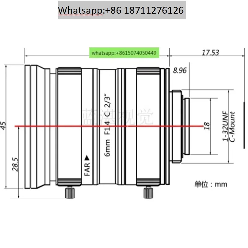 500만 픽셀 2/3인치 고정 초점 6mm C 인터페이스 수동 조리개 산업감지 렌즈를 갖춘 CCD 산업렌즈