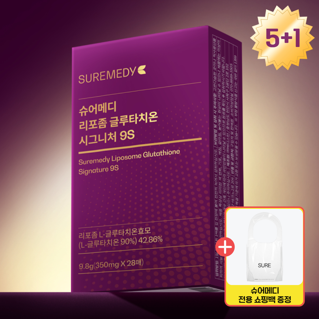 [5+1] 투명 쇼핑백 증정 슈어메디 리포좀 글루타치온 시그니처 9S 프리미엄 28매, 6개 제품 이미지
