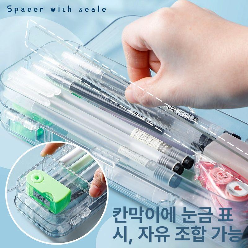아크릴 심플 투명 보관함 대용량 PVC 대형 디스플레이 두꺼운 펜 DIY스티커포함 - 상세 이미지 3