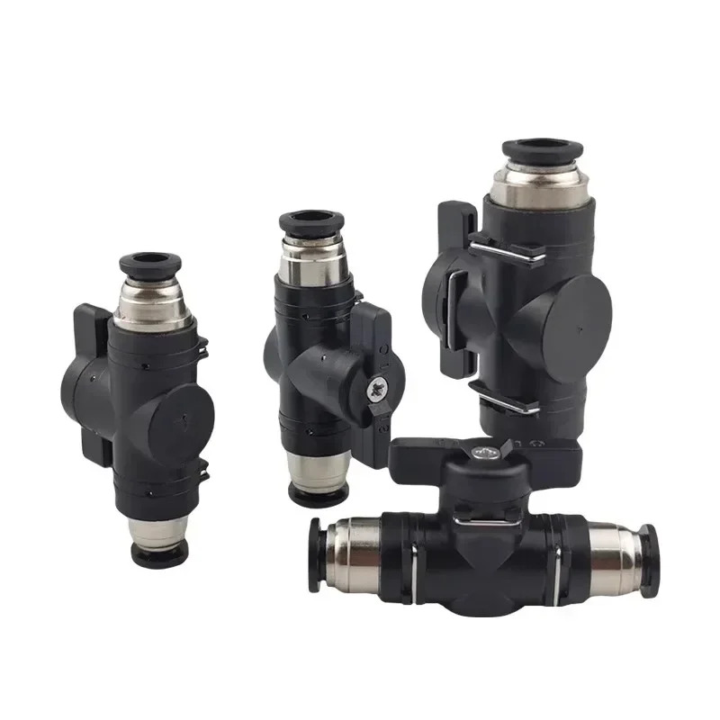 BUC 에어 핸드 밸브 공압 푸시 퀵 조인트 커넥터 수동 플라스틱 컨트롤러 4mm 6mm 8mm 10mm 12mmPCs 50/200 PCs