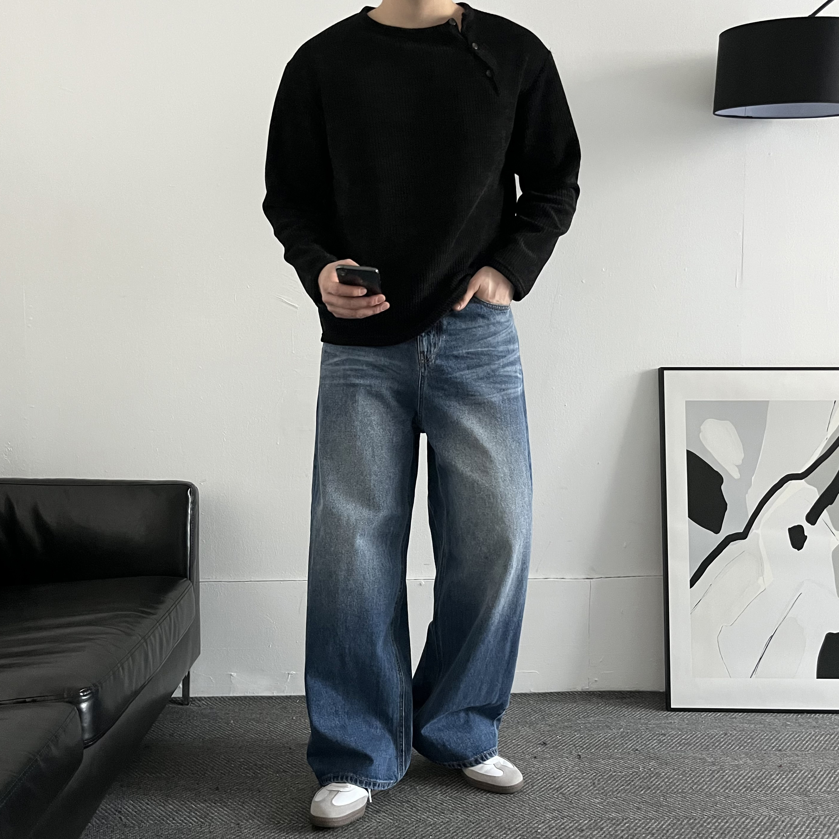 남자플레어진 캣브러쉬 워싱 남자부츠컷청바지 - 상세 이미지 2