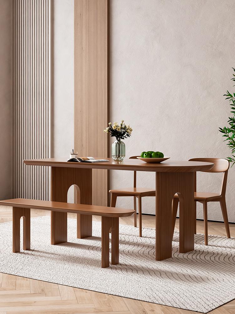 타원형 주방 우드슬랩 탁자 다이닝 Rustic 원형 식탁 내추럴 우드 120 x 60 4.5cm - 상세 이미지 4