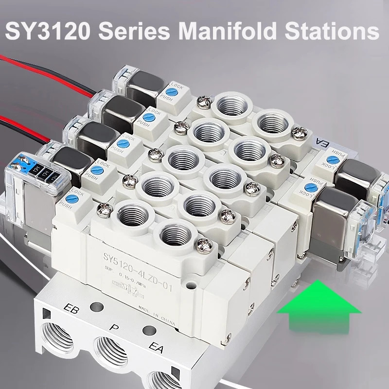 SMC 타입 SY3120 시리즈 매니폴드 스테이션 SY3120-5LZD-M5 솔레노이드 밸브 조합 단일 전제어