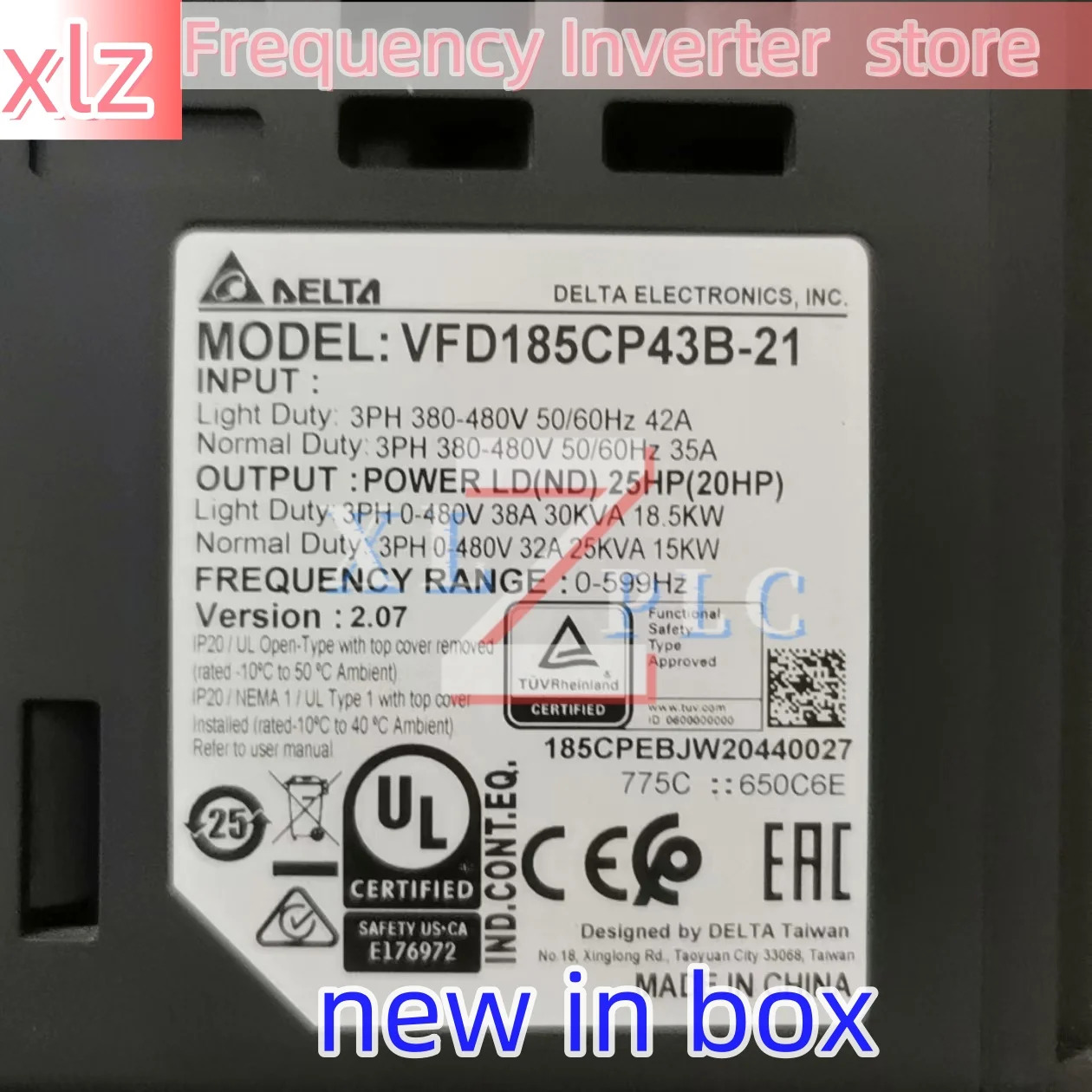 주파수 인버터 원본 VFD150V23A-2 VFD185B43A VFD185CP43B-21