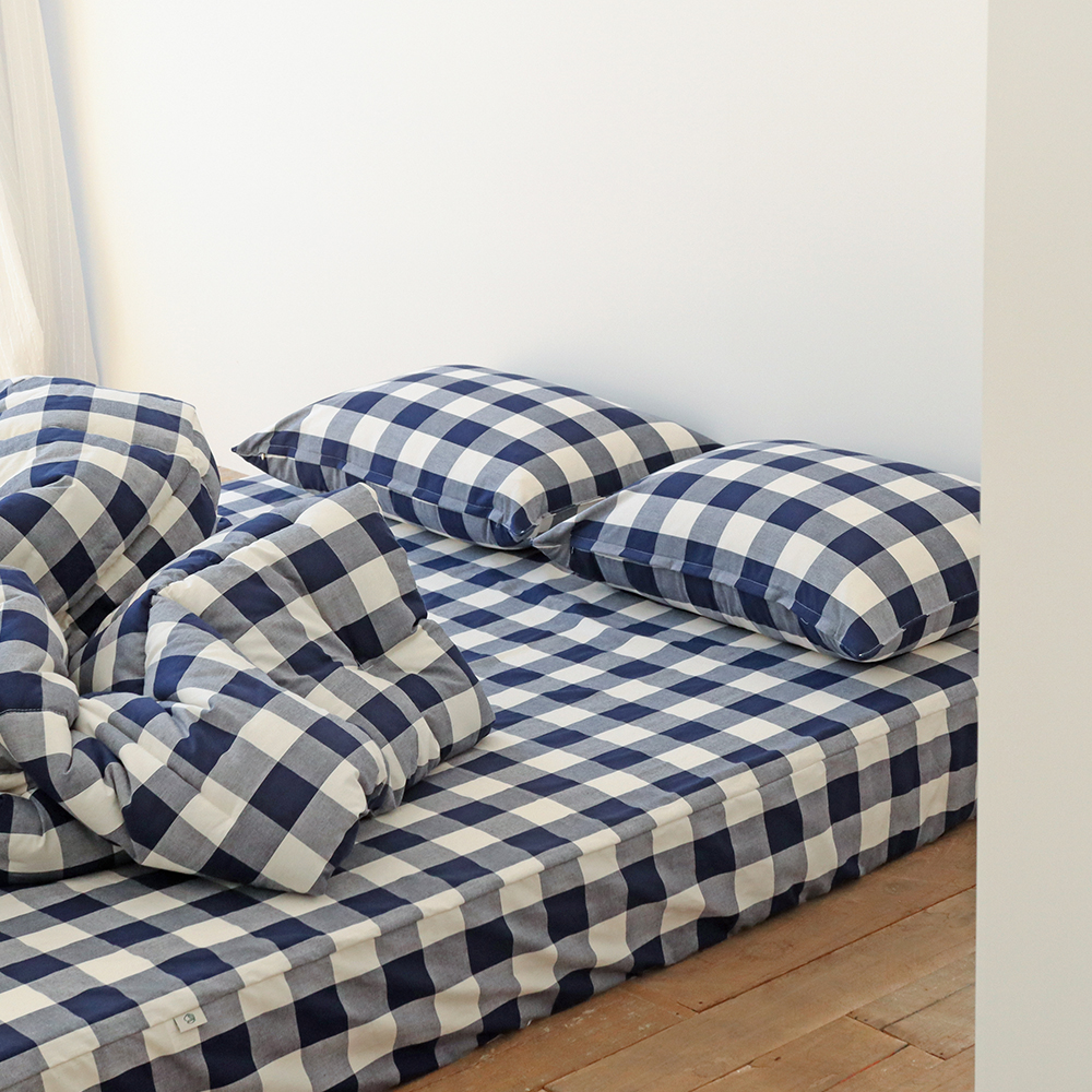 클래식 빅체크 워싱 광목 30수 순면 국내제작 사계절 침대 매트리스 커버 홑겹 SS