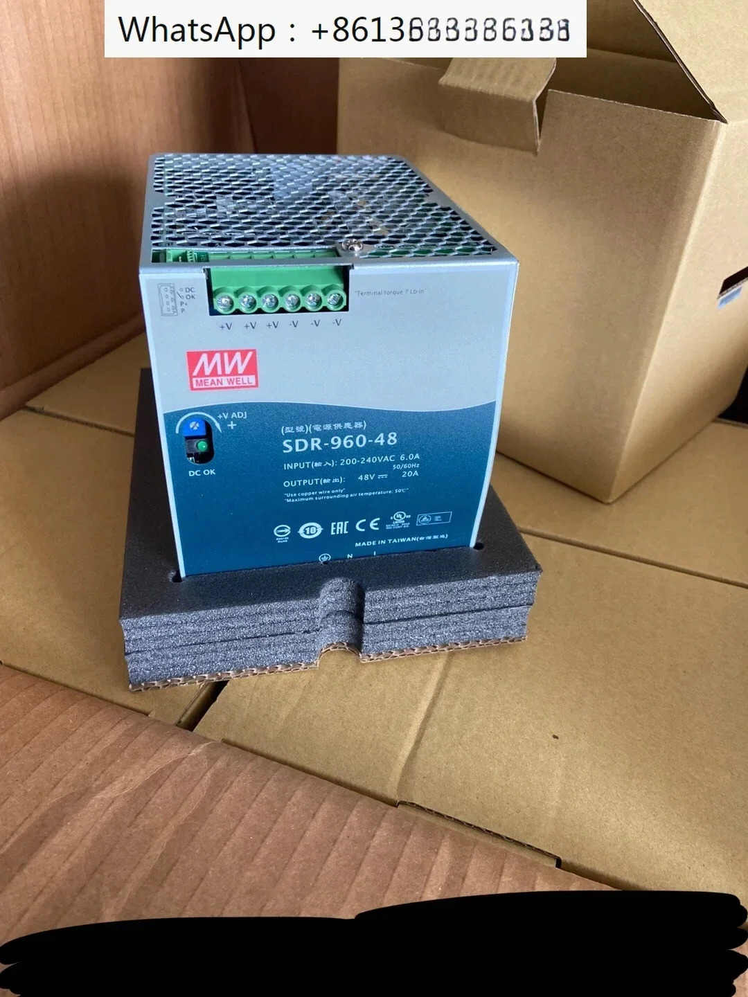 DIN 레일 전원공급장치 SDR-960-48 PFC 고효율 PLC 보드가 포함된 48V20A 스위칭