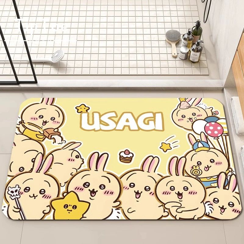 치이카와 욕실 바닥 매트 발판 규조토 흡수 발매트 미끄럼 방지 먼작귀 1 40x60cm - 상품 이미지