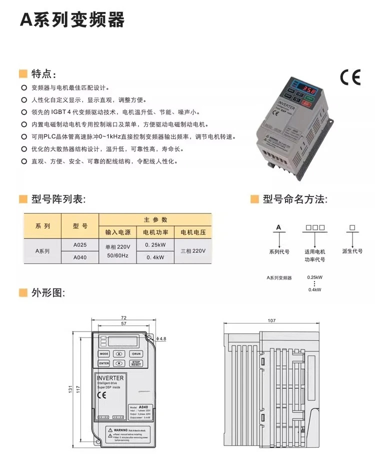 인버터 A025 A040 B075 B150 B220 C075 C150 C220 C300 K025 포장