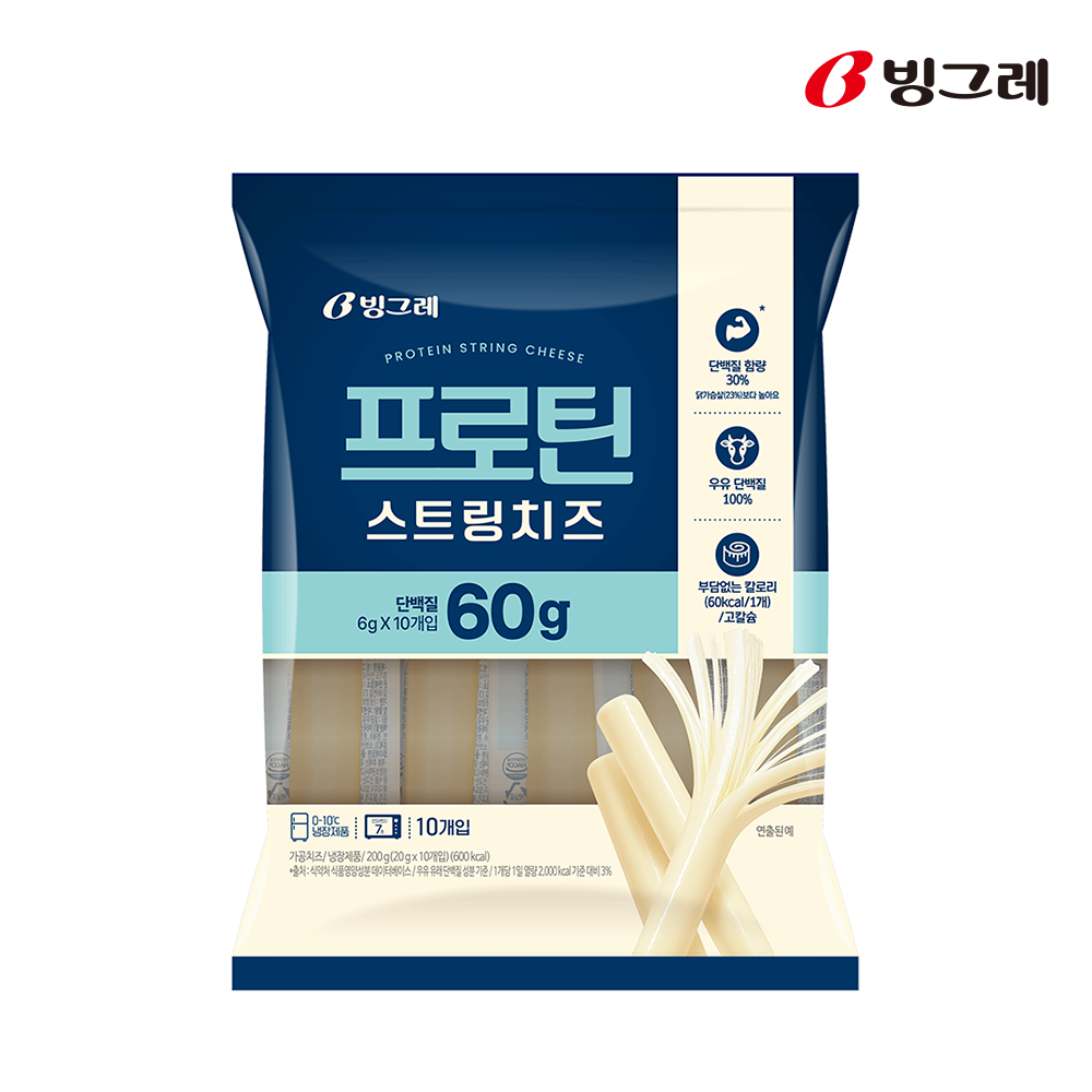 빙그레 프로틴 스트링치즈 10개입 200g 스트링치즈 상품 이미지