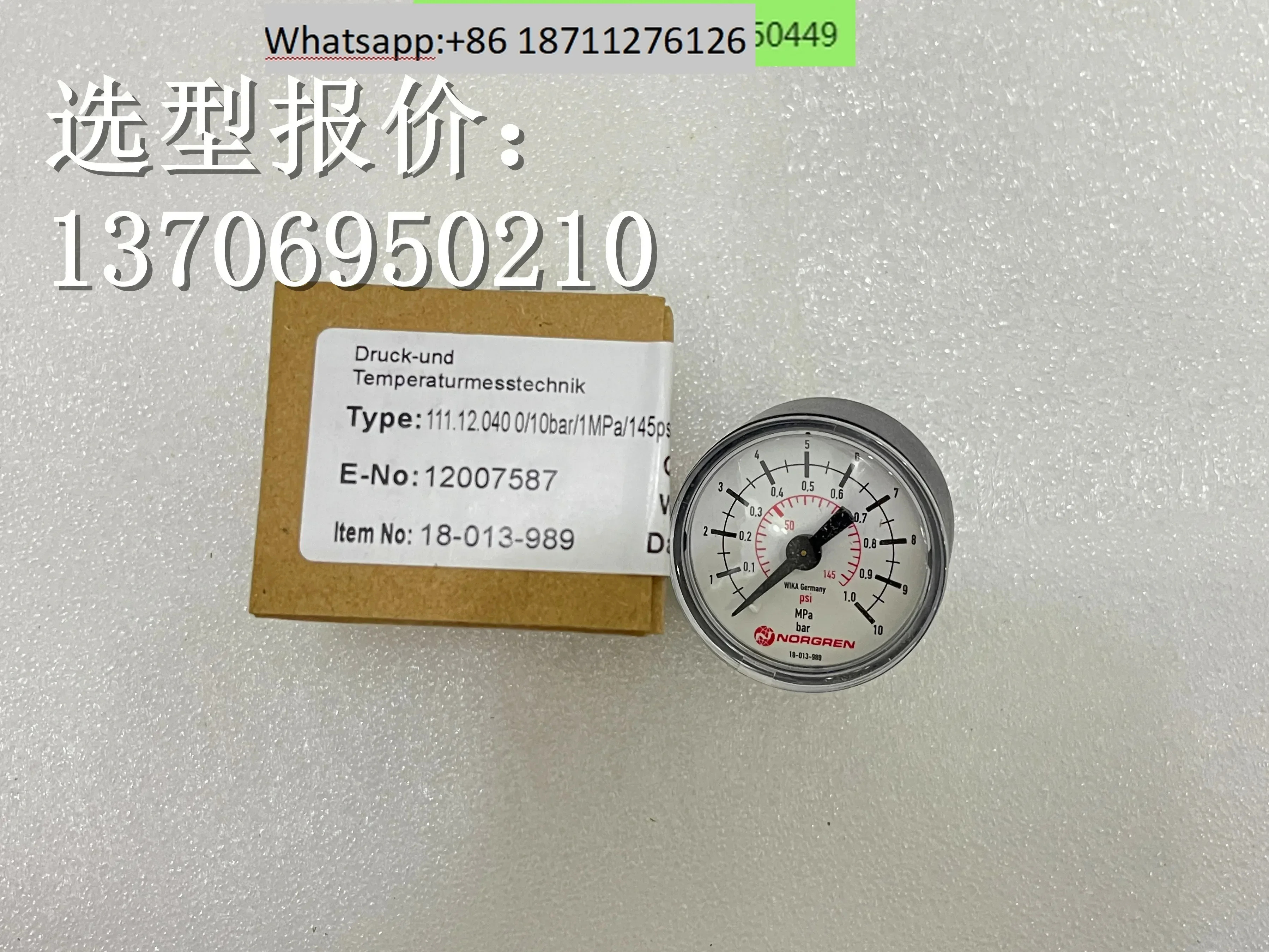 4pcs 18-013-989 압력 게이지 G1/8 범위 0-10bar 18-015-989