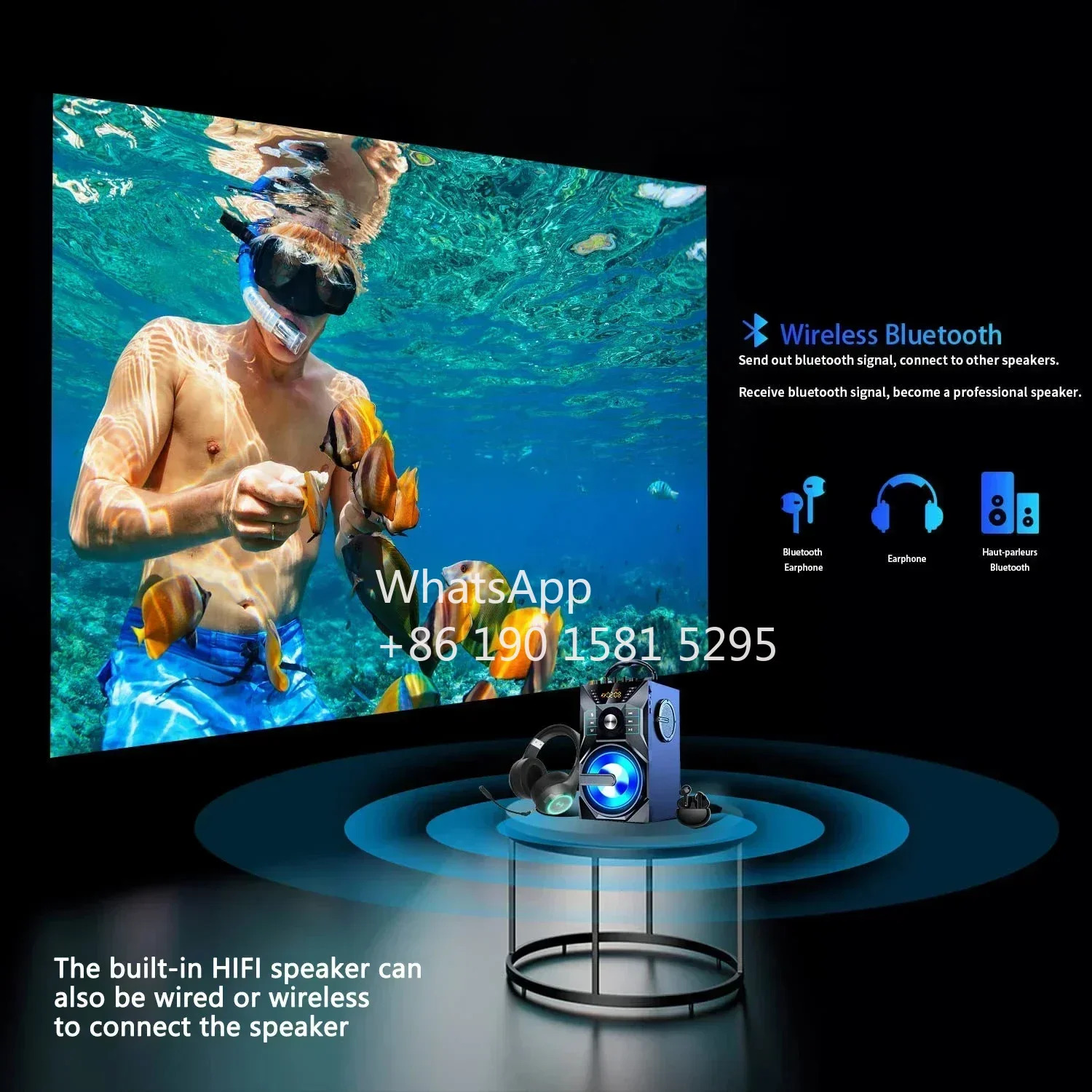 미니 프로젝터 P9 4K 3D 2700 ANSI 안드로이드호환 6.5 스마트 홈 시어터 숏 초점 TV 비디오 비머 HDR MEMC 포함