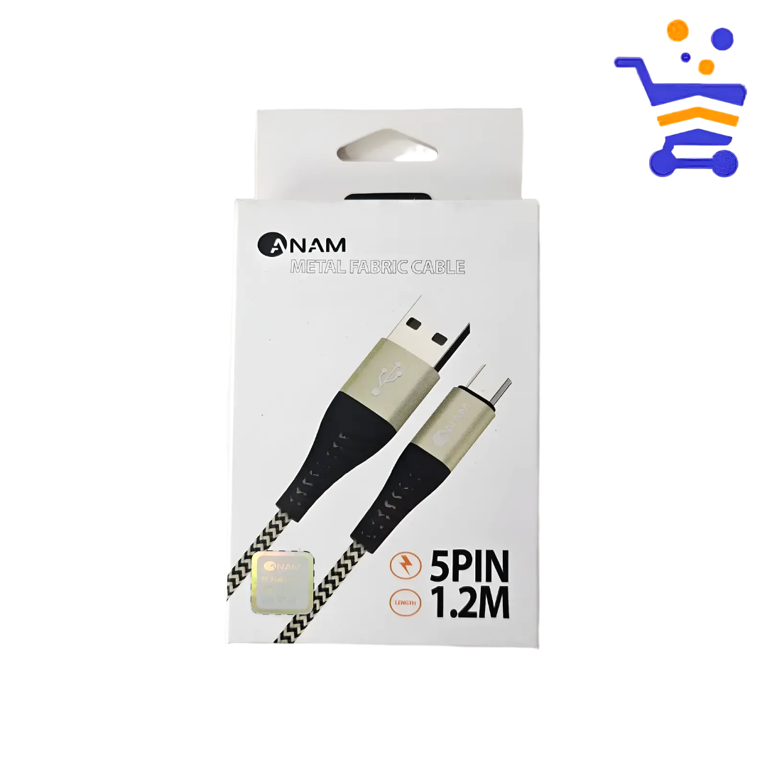 아남 메탈 패브릭 케이블 5PIN 1.2M (DC101) 핸드폰 충전 케이블 - 상품 이미지