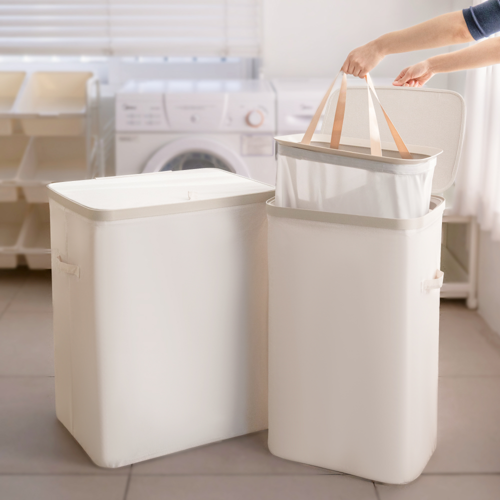모노플랫 대형 빨래바구니 60L 틈새 세탁바구니 2단 손잡이 빨래통 제품 이미지