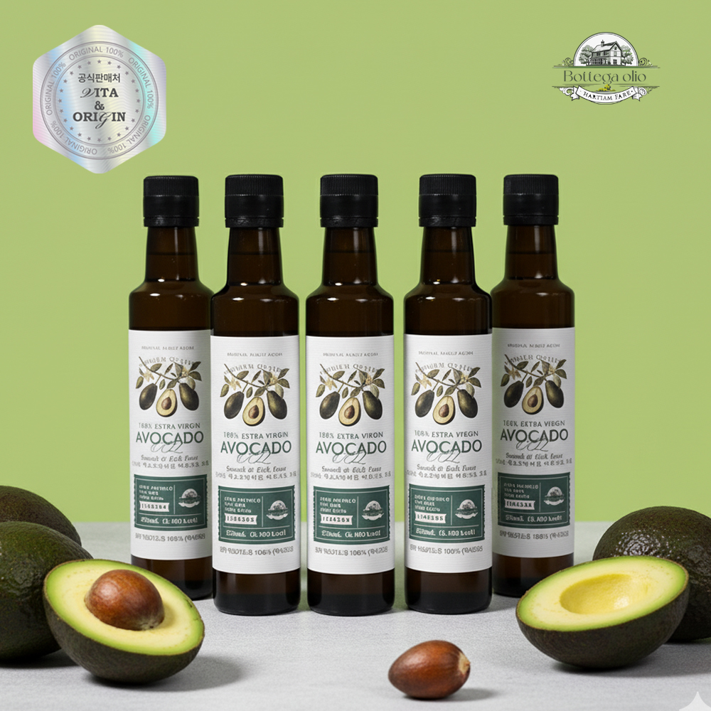 보테가올리오 엑스트라버진 아보카도오일 냉압착 아보카도유 효능 발연점 먹는법 250ml, 5개 - 상품 이미지