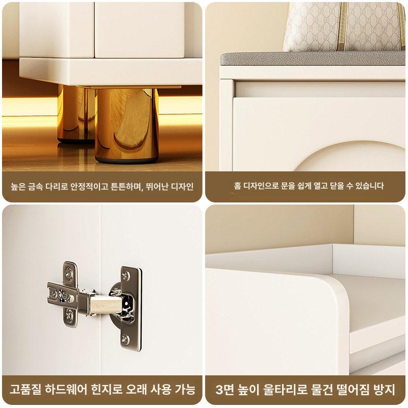 현관 벤치형 신발장 깔끔한 아파트 사무실 입구 신발벤치 120cm + 그레이 가죽 쿠션 - 상세 이미지 5